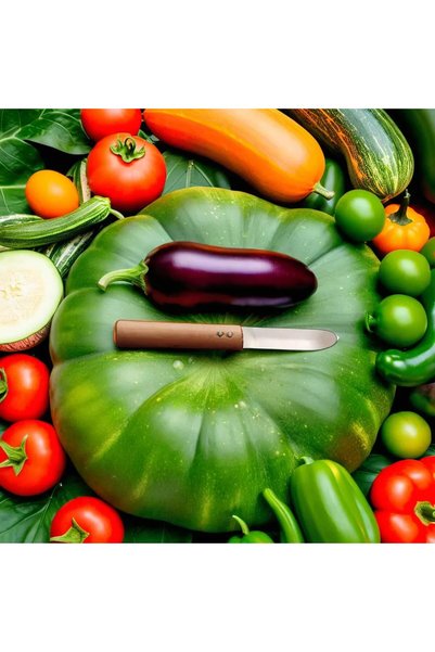 Yatağan Zeybek Eggplant, Pumpkin, Pepper & Vegetable Carving Tool - Traditional Handmade Wooden Handle Dolmalık Vegetable Carving Knife