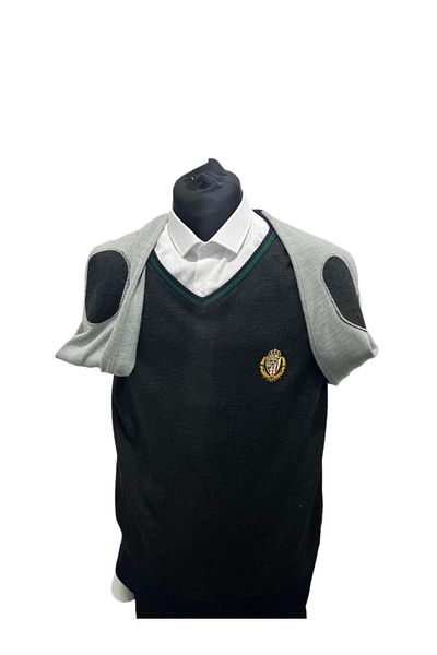 SÜVARİ Comfortable Fit Sleeve Patch Detailed Cotton (Wide) V-Neck Thin Knit Sweater