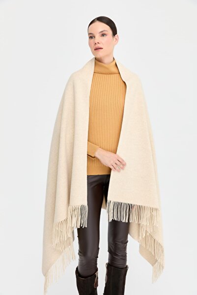 Desen Triko Γυναικείο σάλι Melange - Κεντημένο με λουλούδι στο μέσο