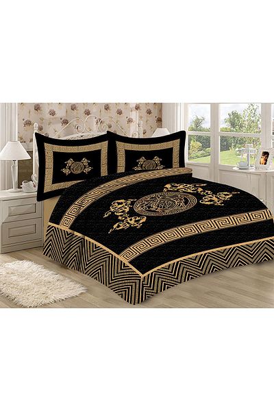 Doruklar Home Collection Modern Patterned Premium Quality Quilted Cotton Filled Velvet Bedspread Set