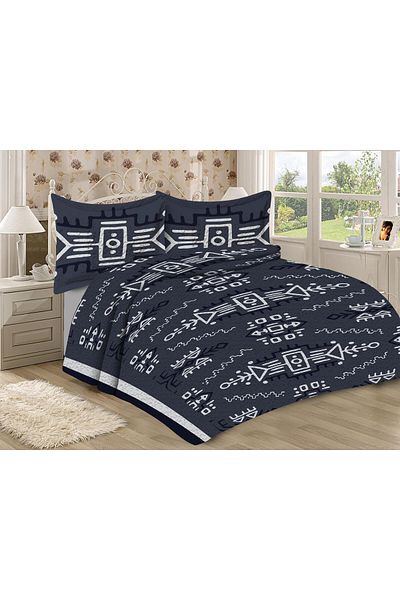 Doruklar Home Collection Modern Patterned Premium Quality Quilted Cotton Filled Velvet Bedspread Set