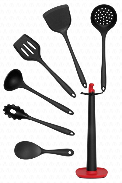 valletta 7 Piece Claris Spatula Set - Black with Stand