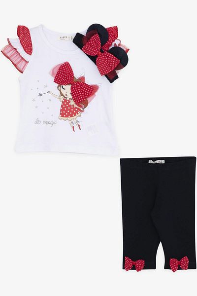 Breeze Baby Girl Tights Set with Printed Bandana 6 Months-2 Years, White