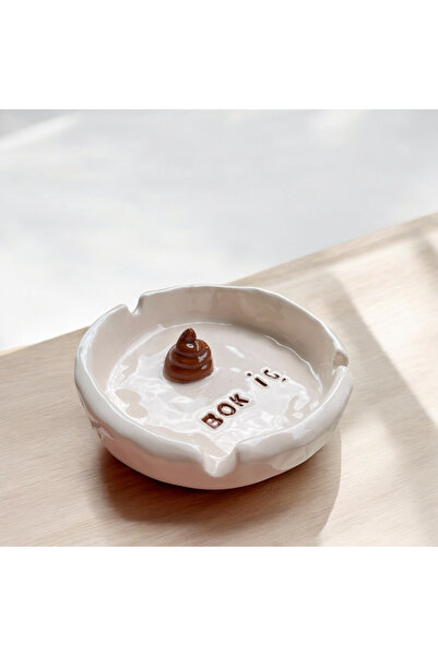 HAB TRADE Bok İç Yazılı El Yapımı Seramik Küllük