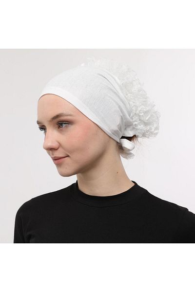 Sensu Front Stitched Back Tied Knob Lace Frilly Hijab Inner Cap