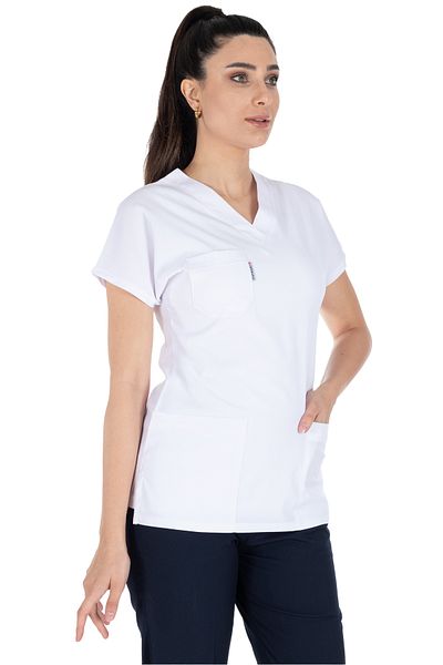 Alsancak Üniforma Λευκό/μπλε ναυτικό Lycra Thin Fabric Scrubs Doctor Nurse Jersey χειρουργική στολή με νυχτερίδα