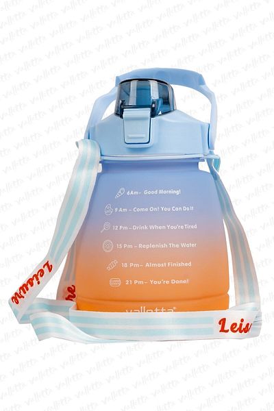 valletta Lusca BPA Free Motivational Water Bottle 1.3 LT Blue-Orange Water Bottle, Water Bottle, Water Bottle