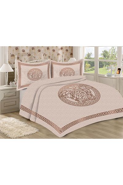 Doruklar Home Collection Modern Patterned Premium Quality Quilted Cotton Filled Velvet Bedspread Set
