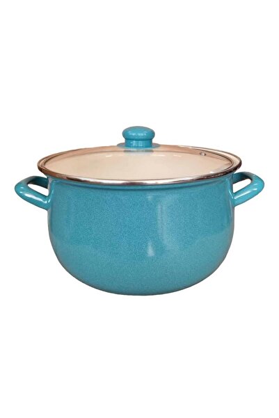 Nishev.com Evini Sev Enamel Deep Curved Yogurt Pot 24 cm 5.5 Liter - Turquoise