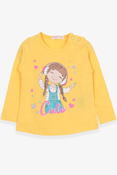 Breeze Girl's Long Sleeve T-Shirt Cute Girl Printed 1-4 Years, Yellow