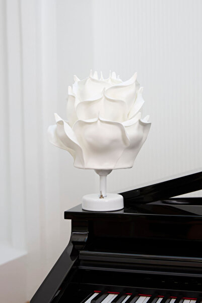 Maison Avf Dekor Eva Çiçeği Kablosuz Masa Lambası Üst Beyaz-alt Beyaz