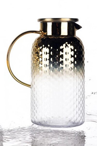 Tiesa Home Borosilikat 1900 ML Yaldızlı Kapaklı Sürahi Karaf Napoli