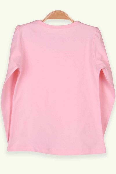 Breeze 6-8 Years Old Baby Girl T-Shirt - Long Sleeve, Laced Bow, Powder