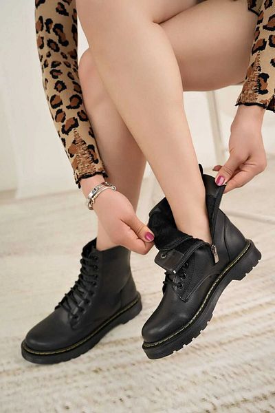 BAHRİNA Martinez Black Rubber Sole Boots
