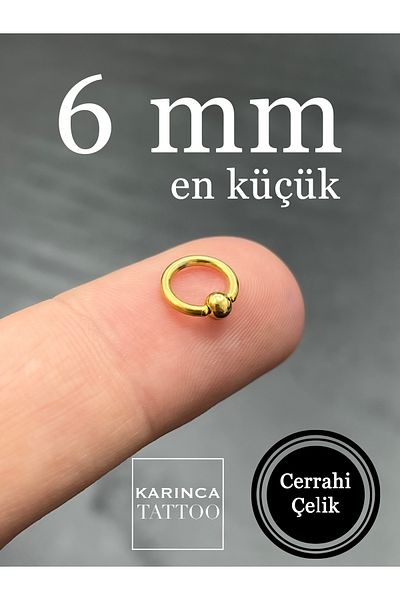 Karınca Piercing Gold Color 6 mm Ear Snug Forward Helix - Rook Tragus Cartilage Ring Piercing