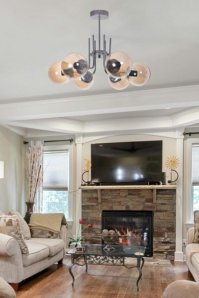 Modavize Vien Modern Design Living Room Dining Room Kitchen Gray Color Honey Glass Pendant Lamp 6-Piece Chandelier