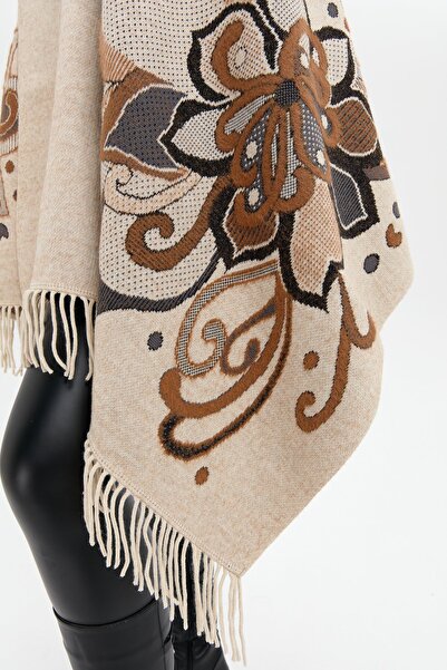 Desen Triko Μεγάλο λουλουδάτο μοτίβο μελανζέ μαύρο γκλίτερ μεγάλο σάλι - T.Melange