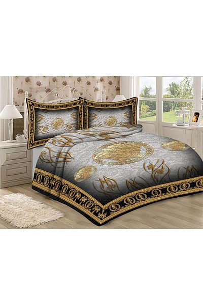 Doruklar Home Collection Modern Patterned Premium Quality Quilted Cotton Filled Velvet Bedspread Set