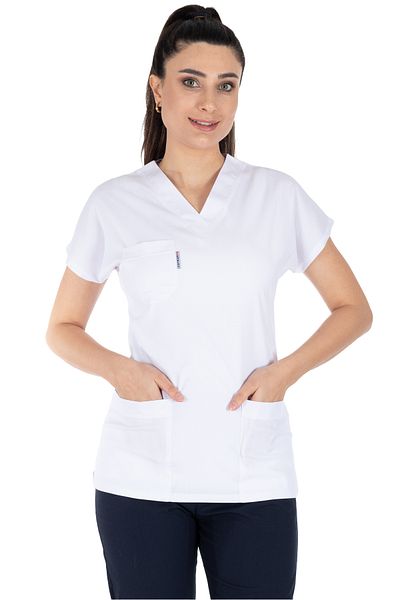 Alsancak Üniforma Λευκό/μπλε ναυτικό Lycra Thin Fabric Scrubs Doctor Nurse Jersey χειρουργική στολή με νυχτερίδα