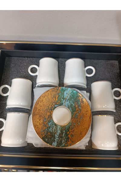 DEKOR ZÜCCACİYE HOME Gönül 6-Piece White Porcelain Long Coffee Cup