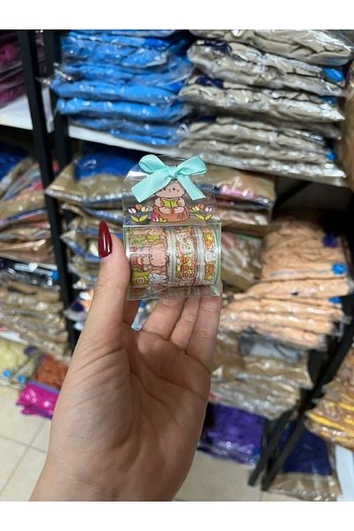 BALON HOME Washi Tape Set with Bag - 2 Pieces Cute, Mini Animals Design Tape (1 Thin and 1 Thick)