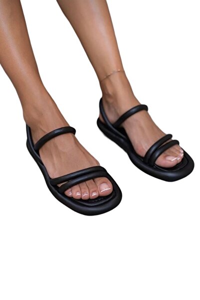 Liger Orthopedic Women's Sandals Double Straps Anatomical Comfortable Puff Sole Black