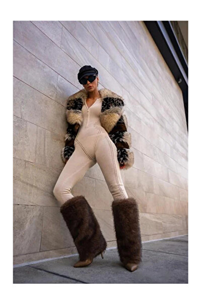 Giydim Gidiyor Nery Tüylü Çizme Kahverengi