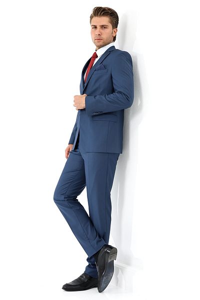 Presto 6 Drop P Slimfit Men's Suit - with Vest, Blue 578-302