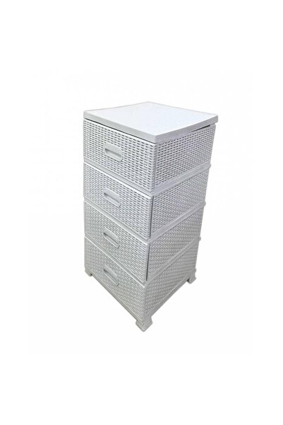 Evistro Plastik Raddan Sebzelik Dolap 4 Katlı Beyaz