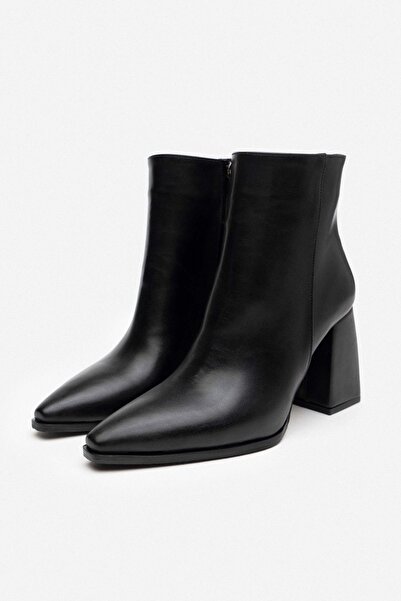 NİŞANTAŞI SHOES Juanita Siyah Mat Fermuar Detay Kadın Topuklu Bot