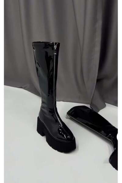 Giydim Gidiyor Μαύρες δερμάτινες μπότες Zutra