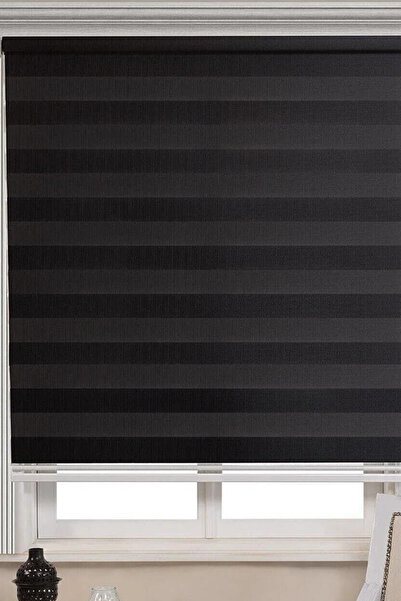 Özel Jaluzi Siyah Bambu Kumaş Zebra Stor Perde Etek Dilimsiz 1. Kalite
