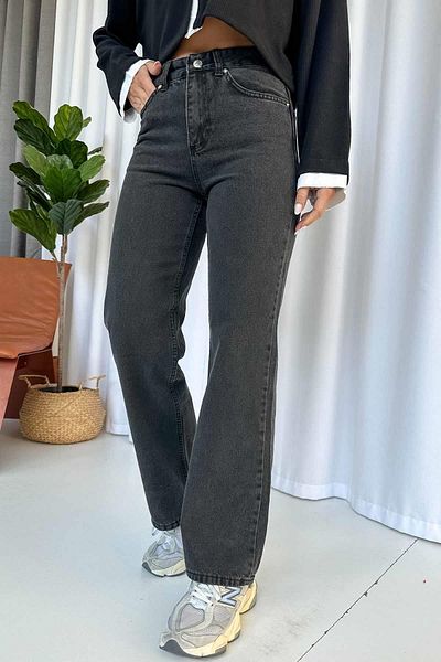 Ka Hijab High Waist Anthracite Straight Fit Jeans