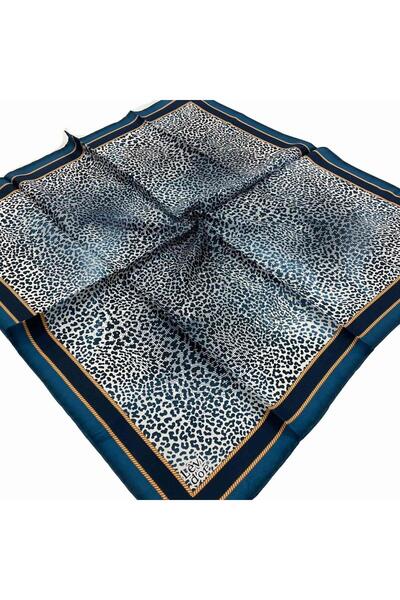 Levidor Eșarfă din mătase Tivil L imprimeu leopard Indigo închis 21060
