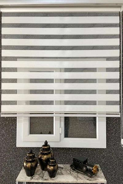 Özel Jaluzi White Bamboo Fabric Zebra Roller Blind Skirt Without Slice 1St Quality