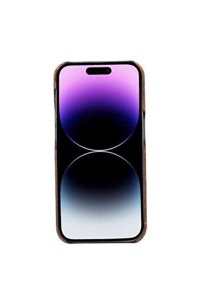 PLM Apple iPhone 14 Pro Uyumlu Deri Arka Kapak UJ G2 Kahve