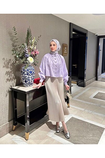 SIMO CLUB Deri Görünümlü Piliseli Etek