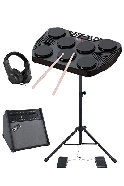 Midex DDX-105-70AMP 70W Amfili Dijital Davul Elektronik Bateri Seti (Davul Amfi Stand Kulaklık)