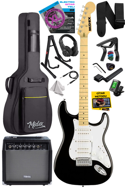 Midex Rph-40wb-35amp 35w Şarjlı Amfili Elektro Gitar Seti Hsh Manyetik Maple ...