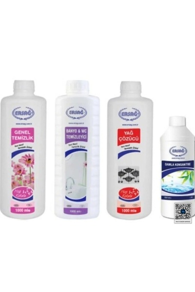 Ersağ Genel Temizlik + Banyo & Wc Temizleyici + Yağ Çöz + Damla Konsantre