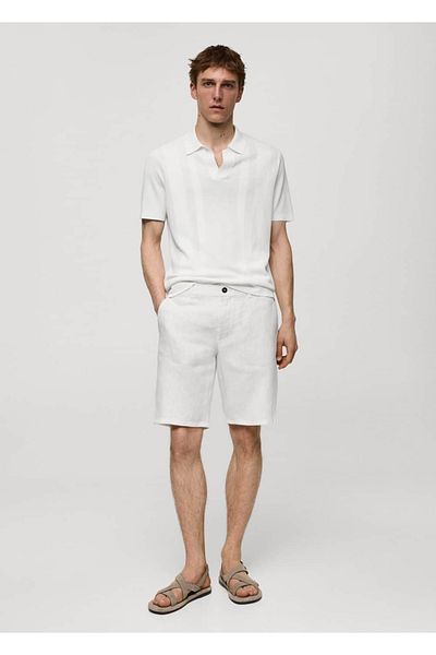 MANGO Man Slim Fit 100% Linen Bermuda Shorts