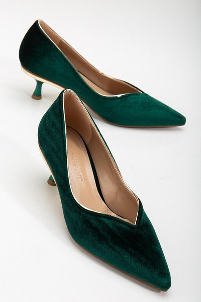 Dilimler Ayakkabı Green V-face Kaife Women's Low Heel Shoes - Large Size