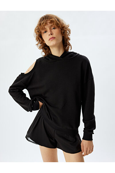 Koton Φούτερ Oversize με κουκούλα - παράθυρο με λεπτομέρειες, μακρυμάνικο