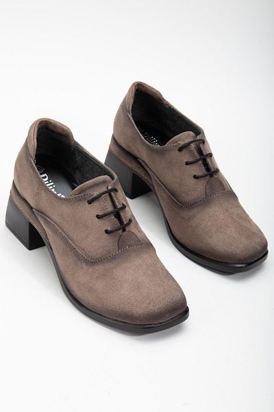 Dilimler Ayakkabı Mink Suede Tied Ready-Sole Women's Casual Shoes