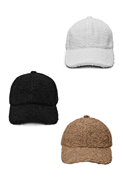 derikem قبعة نسائية شتوية من Merino مجعدة من القطيفة مكونة من 3 قطع