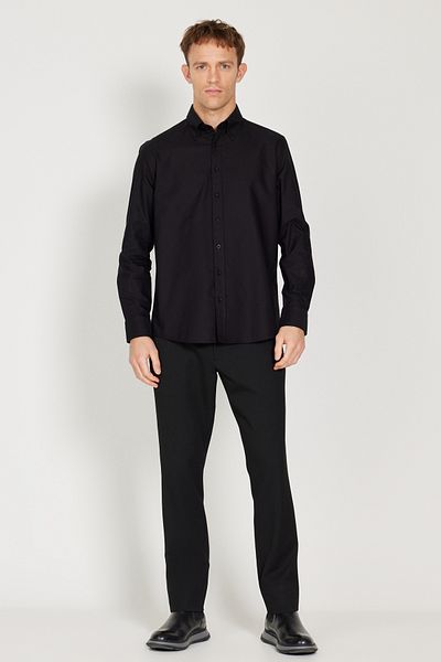 ALTINYILDIZ CLASSICS Pánská černá košile Slim Fit Slim Fit Button Collar Oxford ze 100% bavlny