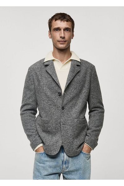 MANGO Man Slim Fit Crispy Wool Blazer Jacket