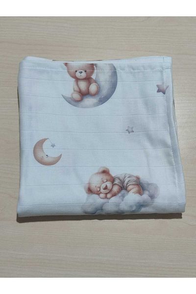 Alpıno Newborn Blanket - 100% Cotton Muslin Covered Baby Blanket 85X85 cm (Digital Print)