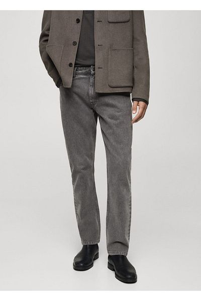 MANGO Man Gray Washed Slim Fit Jeans
