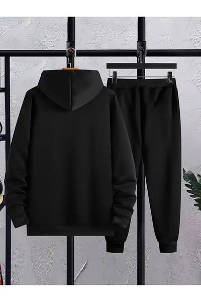 WOODROFFE Σετ ανδρική φόρμα Hip Hop Printed - Μαύρο Γκρι, Φούτσα, Oversize Boyfirend